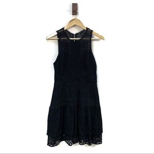 Park Sleeveless Crew Neck Black Lace Mini Dress Size S